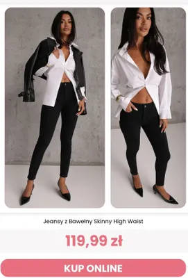Jeansy z bawełny skinny high waist Reneé promocja w Renee