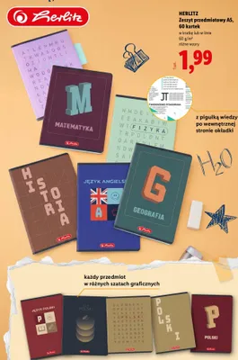 Zeszyt przedmiotowy A5 Herlitz 60 kartek w linie promocja w Lidl