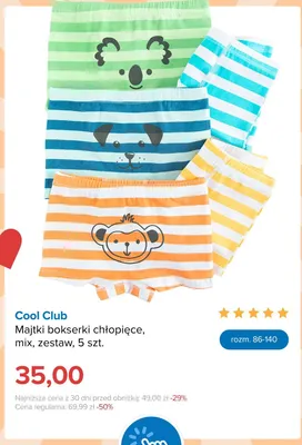 Majtki bokserki chłopięce Cool Club 5-pak promocja w Smyk