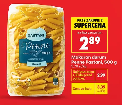 Makaron durum penne promocja w Biedronka