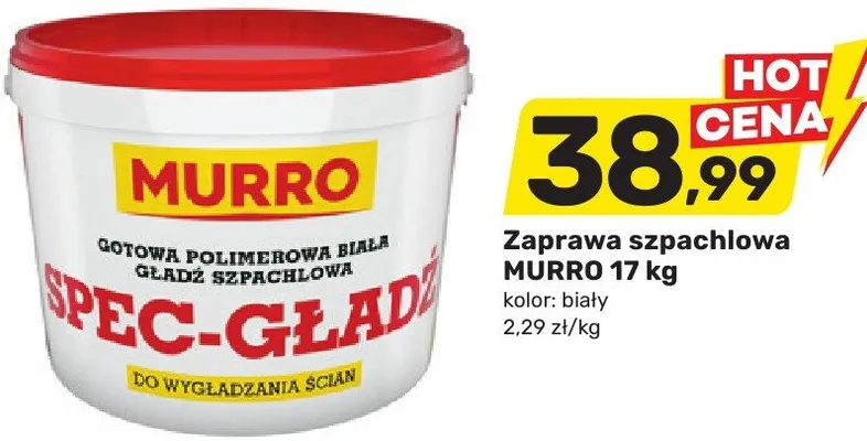 Zaprawa szpachlowa MURRO 17kg kolor: biały promocja w Bricomarche