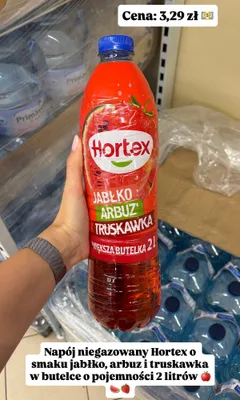 Napój niegazowany Hortex jabłko, arbuz, truskawka promocja w Dino