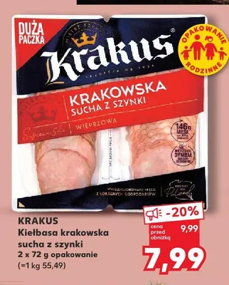 Kiełbasa krakowska sucha z szynki promocja w Kaufland