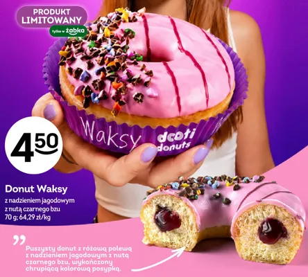 Donut Waksy z nadzieniem jagodowym z nutą czarnego bzu promocja w Żabka