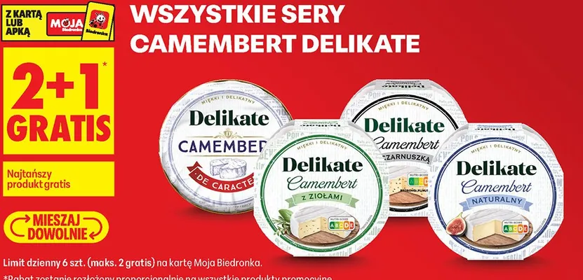 Ser camembert 2+1 GRATIS promocja w Biedronka