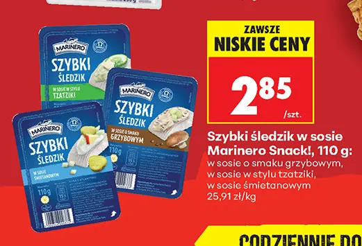 Szybki śledzik w sosie o smaku grzybowym Marinero Snack! promocja w Biedronka