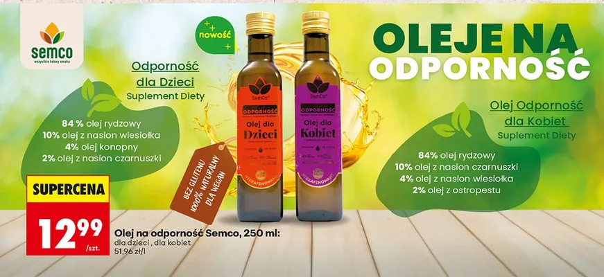 Olej na odporność Semco dla dzieci 250 ml promocja w Biedronka
