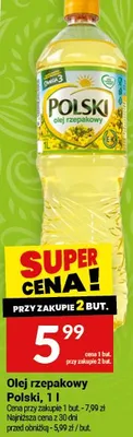 Olej rzepakowy PRZY ZAKUPIE 2 BUT. promocja w Twój Market