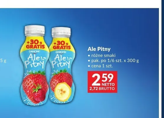 Jogurt pitny Danone Ale Pitny o smaku truskawkowym promocja w Makro