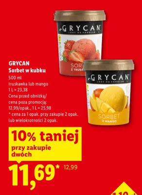 Sorbet w kubku mango Grycan promocja w Lidl