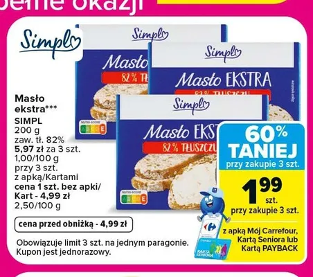 Masło ekstra Łosickie promocja w Carrefour
