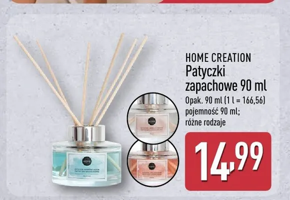Patyczki zapachowe HOME CREATION 90ml promocja w Aldi