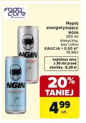 Napój energetyzujący NGIN bez cukru promocja w Carrefour