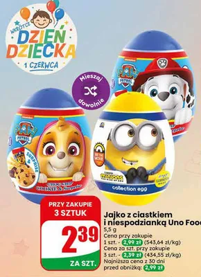 Jajko z ciastkiem i niespodzianką Uno Foods promocja w Dino