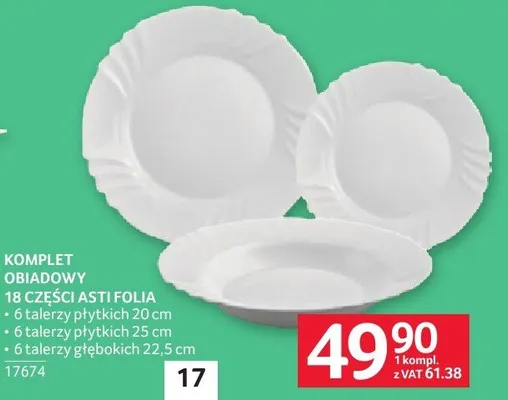 Komplet obiadowy 18 części Asti Folia promocja w Selgros