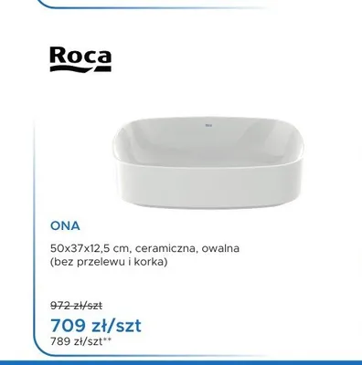 Umywalka ceramiczna owalna Roca Ona promocja w Blu Salony Łazienek