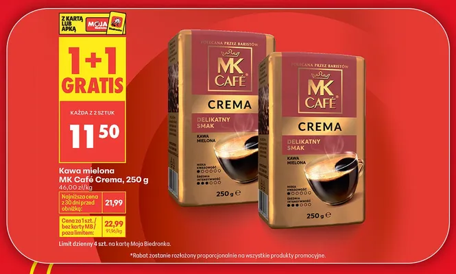 Kawa mielona MK Café Crema promocja w Biedronka