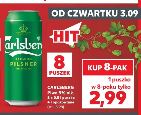 Piwo Carlsberg 8-pak 500 ml promocja w Kaufland