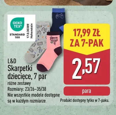 Skarpetki dziecięce 7-pak L & D promocja w Aldi