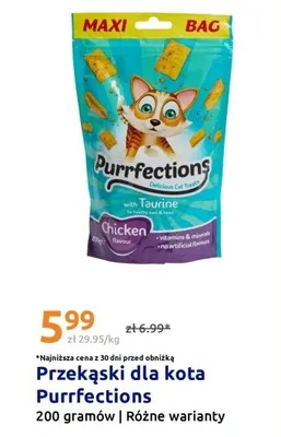 Przekąski dla kota Purrfections Chicken z tauryną promocja w Action