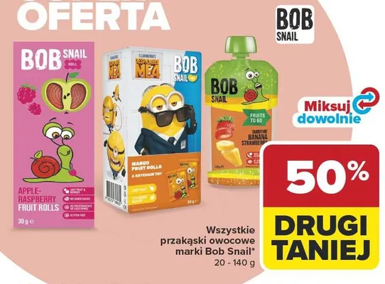 Przekąski owocowe Bob Snail promocja w Carrefour