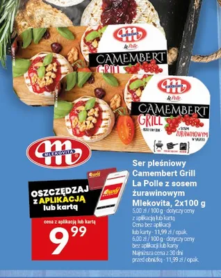 Ser pleśniowy Camembert Grill La Polle z sosem żurawinowym Mlekovita 2-pak promocja w Twój Market