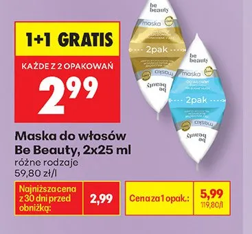 Maska do włosów Be Beauty Nawilżająca promocja w Biedronka