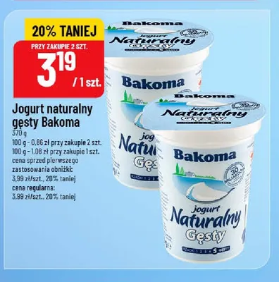 Jogurt naturalny gęsty Bakoma promocja w POLOmarket