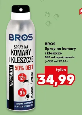 Spray na komary i kleszcze Bros Tropikalny 50% DEET promocja w Kaufland