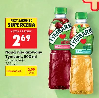 Napój niegazowany jabłko wiśnia Tymbark promocja w Biedronka