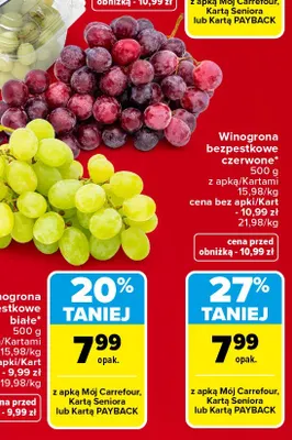 Winogrona bezpestkowe białe promocja w Carrefour Market