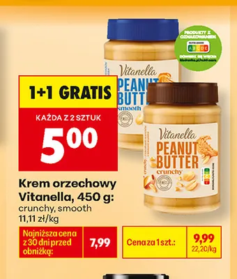 Krem orzechowy Vitanella smooth promocja w Biedronka