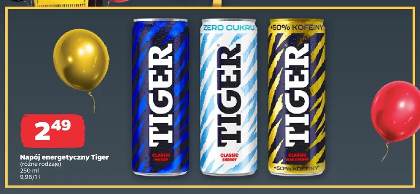 Napój energetyczny Tiger Classic Max Energy +50% kofeiny promocja w Netto