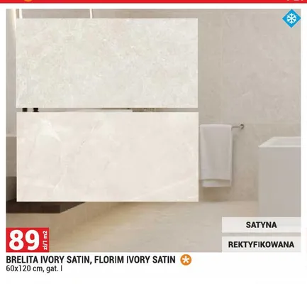 Płytki Florim Ivory Satin 60x120cm gat. I promocja w Merkury Market