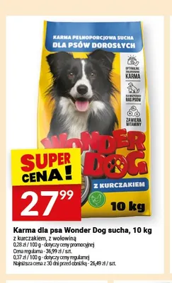 Karma dla psa Wonder Dog sucha z kurczakiem promocja w Twój Market