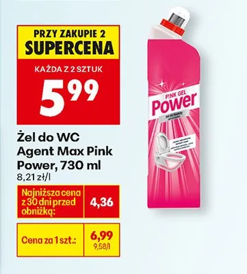 Żel do WC Agent Max Pink Power promocja w Biedronka
