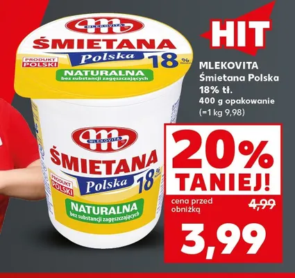 Śmietana Polska Mlekovita 18% promocja w Kaufland