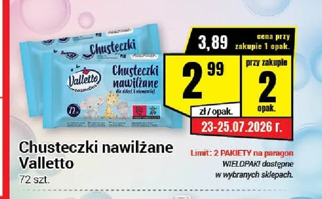 Chusteczki nawilżane Valletto promocja w Premium Nasz Sklep