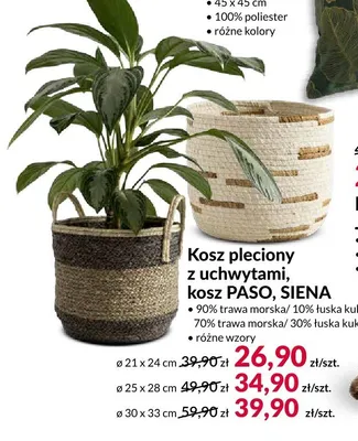 Kosz pleciony z uchwytami PASO SIENA ø 21x24 cm promocja w Salony Agata