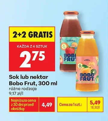 Sok Bobo Frut truskawka promocja w Biedronka