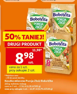 Kaszka mleczna Porcja Zbóż manna BoboVita promocja w Auchan