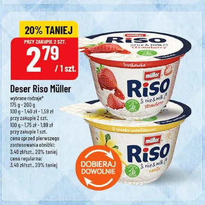 Deser Riso truskawkowy Müller promocja w POLOmarket