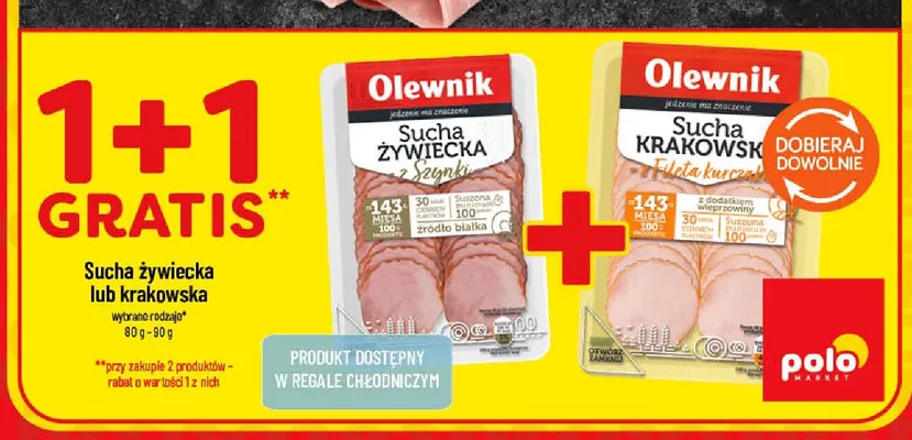 Kiełbasa sucha żywiecka z szynki Olewnik promocja w POLOmarket