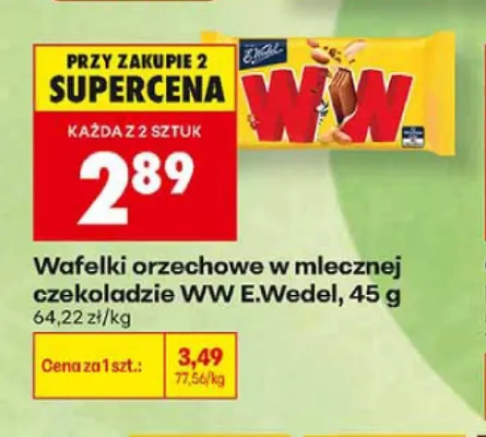 Wafelki orzechowe w mlecznej czekoladzie WW E.Wedel promocja w Biedronka