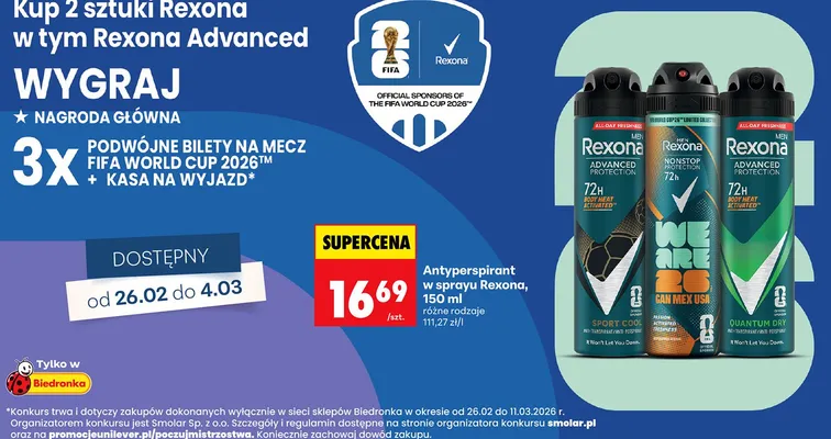 Antyperspirant w sprayu różne rodzaje promocja w Biedronka