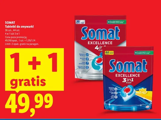 Tabletki do zmywarki Somat Excellence 4 in 1 promocja w Lidl