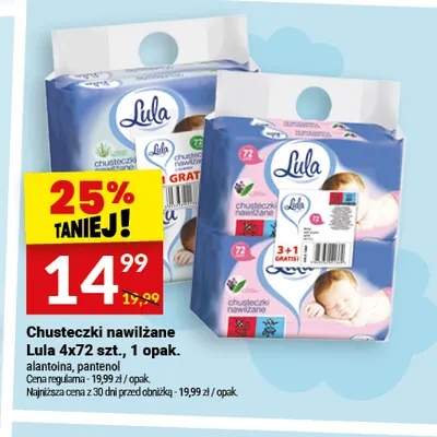Chusteczki nawilżane Lula alantoina 4-pak promocja w Twój Market