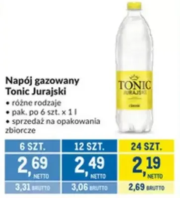 Napój gazowany Tonic Jurajski promocja w Makro