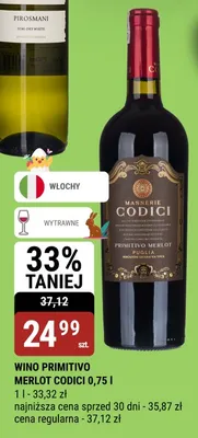 Wino Primitivo Merlot Codici promocja w bi1