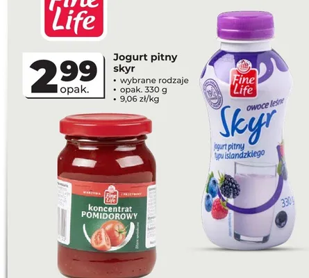Jogurt pitny skyr owoce leśne Fine Life promocja w Odido